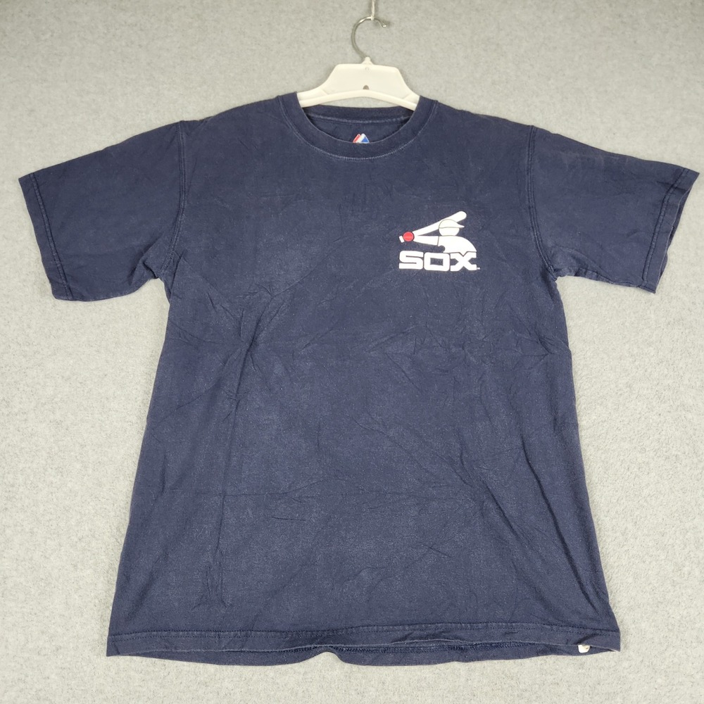 Chicago White Sox T-Shirt Mens Medium Navy Blue Majestic MLB Baseball Crew Neck